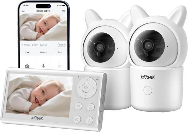 ieGeek Kamera ve Ses Özellikli Video Bebek Monitörü, 1080P FHD - 2 Kamera - Image 1