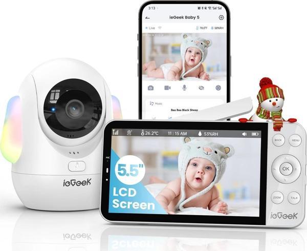 ieGeek Bebek Monitörü, 5.5 Inc Ekran - 2.5K Ultra HD - 1 Kamera - Image 1