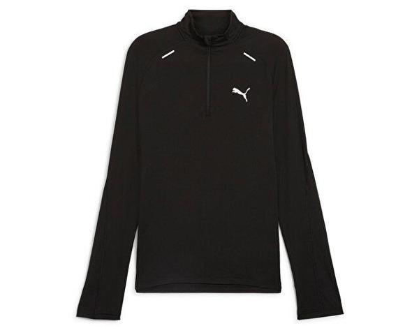 Puma Run Cloudspun 1/4 Zip Erkek Uzun Kollu Koşu Tişörtü 52578101 Siyah - Image 1