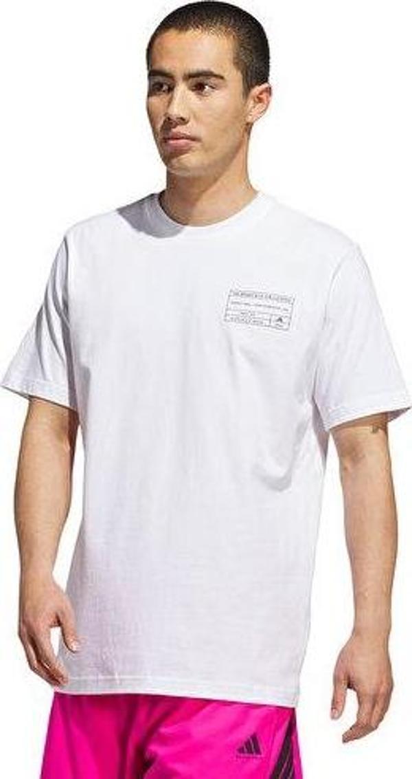 adidas Gfx Lb Tee 2 Erkek Basketbol Tişörtü JV8302 Beyaz - Image 1