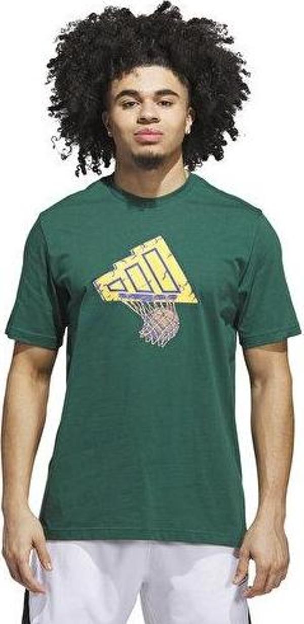 adidas Fdn Illustr Tee Erkek Basketbol Tişörtü JX1739 Yeşil - Image 1