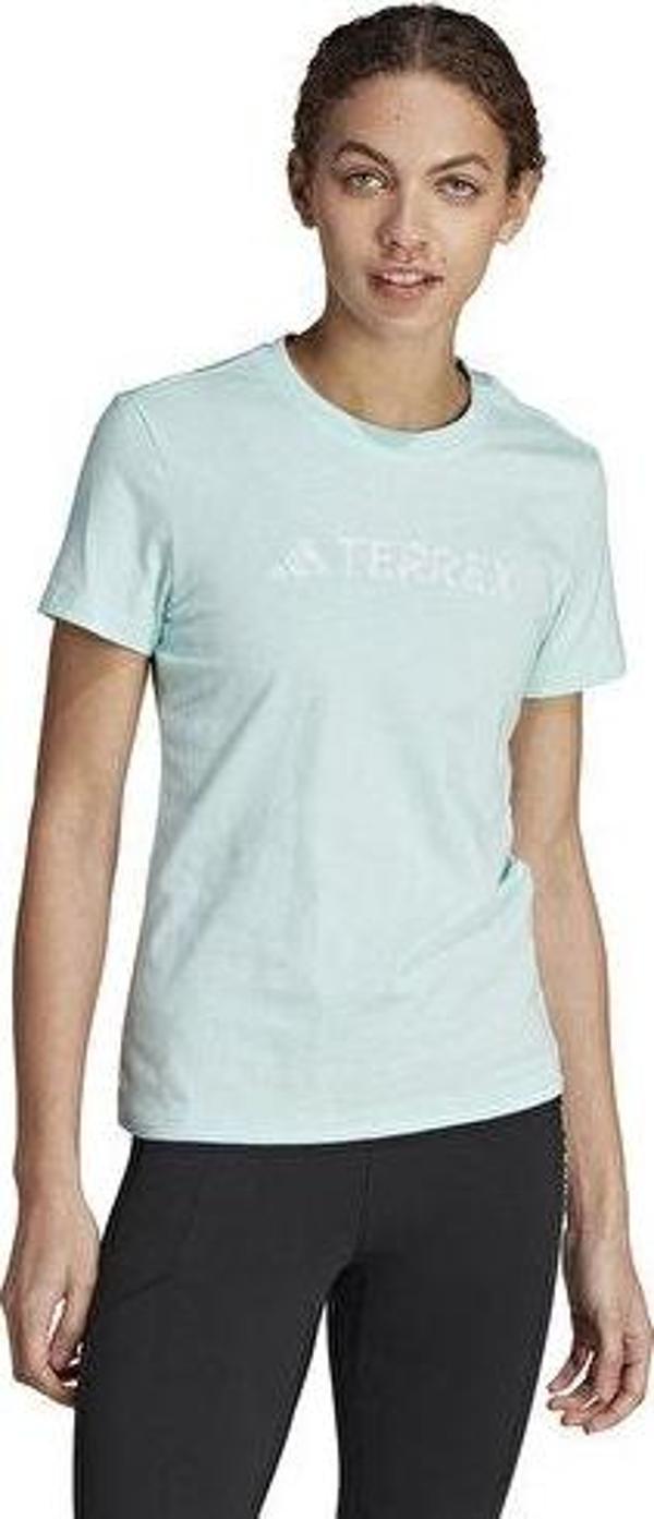 adidas W Logo Tee Kadın Antrenman Tişörtü HY1713 Mavi - Image 1