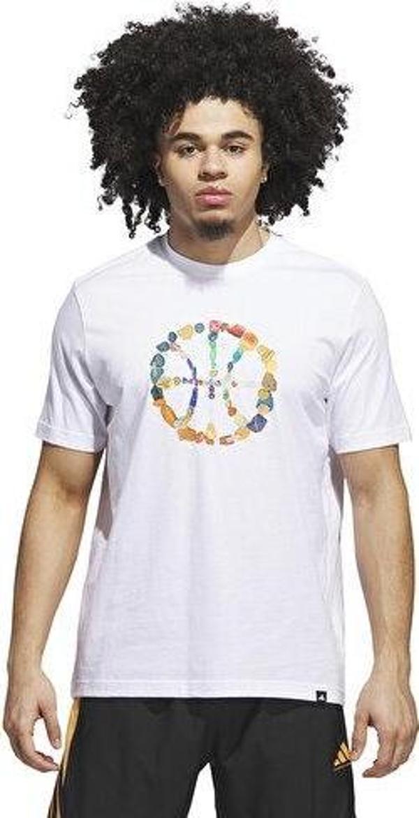 adidas Dawn2Dusk Tee 4 Erkek Basketbol Tişörtü JX1746 Beyaz - Image 1