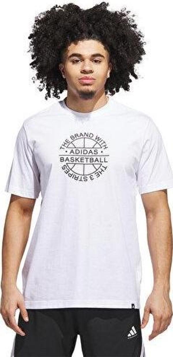 adidas Verbiage Tee Erkek Basketbol Tişörtü JV8429 Beyaz - Image 1