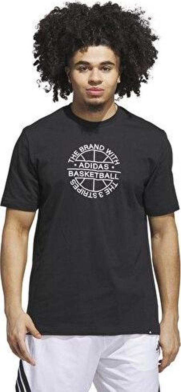 adidas Verbiage Tee Erkek Basketbol Tişörtü JX1745 Siyah - Image 1