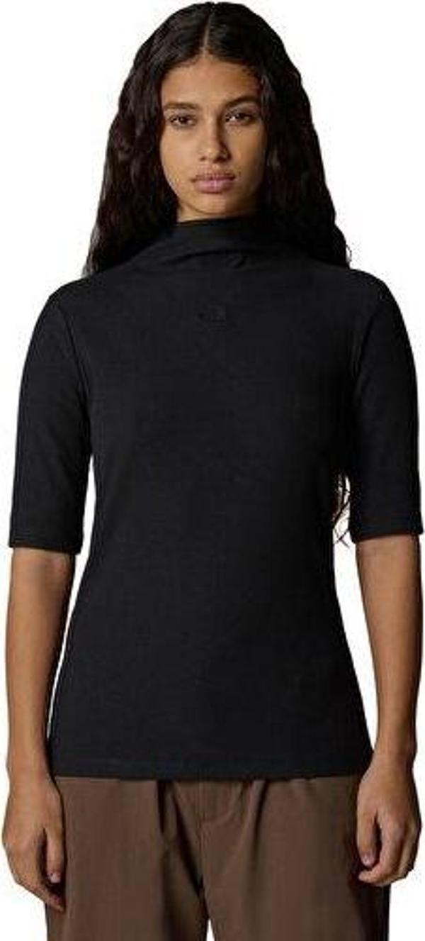 The North Face W S/S Mock Neck Slim Tee Kadın Outdoor Tişörtü NF0A89C3JK31 Siyah - Image 1