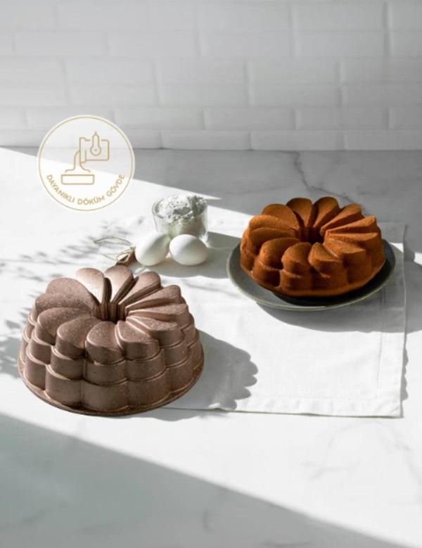 Nehir Manolya Aleminyum Döküm 25 cm Kek kalıbı Rose Gold  - Image 1