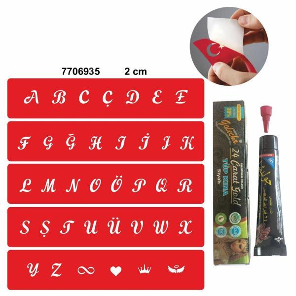 Alfabe Büyük Harfler Hint Kınası ile Geçici Dövme Yapma Seti - Image 1