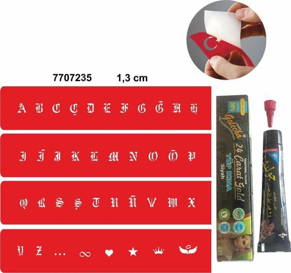 Alfabe Gotik Şerit Harfler Hint Kınası ile Geçici Dövme Yapma Seti - Image 1
