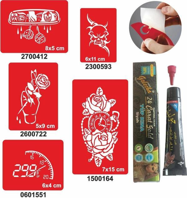 İbre Hız Desenleri Hint Kınası ile Geçici Dövme Yapma Seti - Image 1