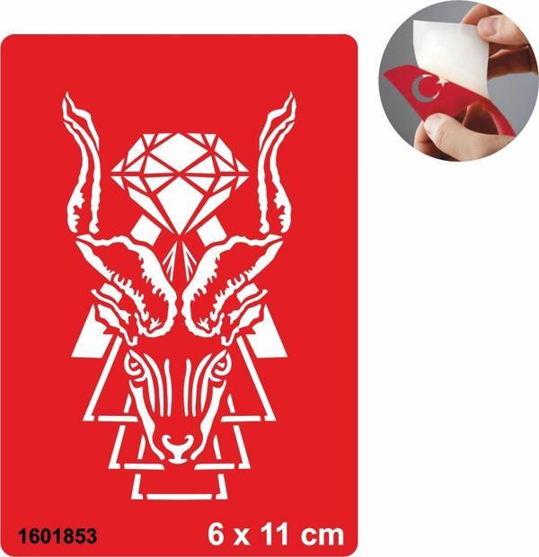 İlüstratif  Şeytan Geyik Desen Tattoo Geçici Dövme Şablonları Kına Kalıpları - Image 1