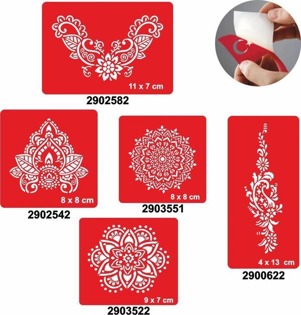 Dantel Modelleri 5'li Set Geçici Dövme Kına Şablonu - Image 1