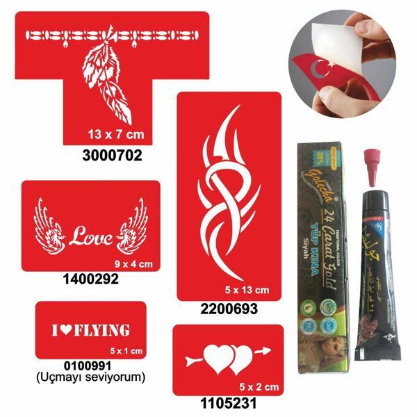 Tribal Aşk Desenleri Hint Kınası ile Geçici Dövme Yapma Seti - Image 1