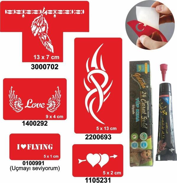 Tribal Aşk Desenleri Hint Kınası ile Geçici Dövme Yapma Seti - Image 1