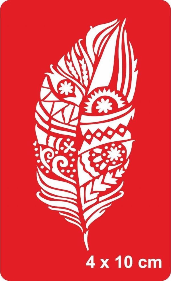 Desenli Kuş Tüyü 251 Tattoo Geçici Dövme Şablonları Kına Kalıpları - Image 1