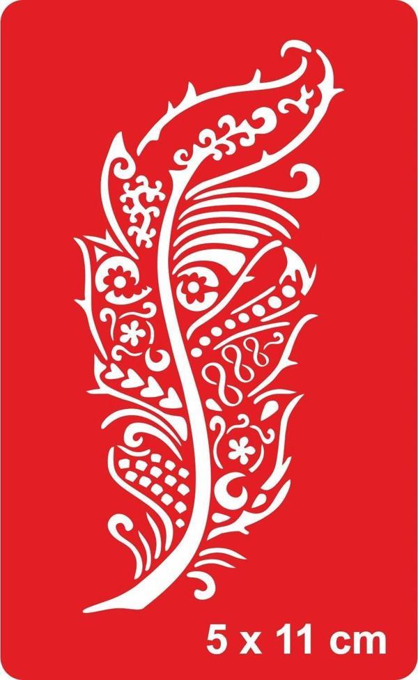 Desenli Kuş Tüyü 252 Tattoo Geçici Dövme Şablonları Kına Kalıpları - Image 1