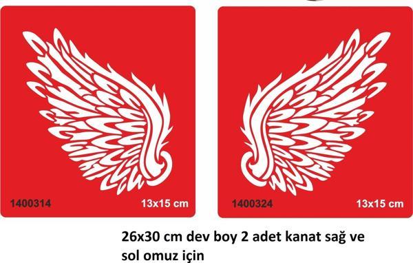 Dev Boy 2 Adet Kanat Sağ ve Sol Omuz Geçici Dövme Şablonu - Image 1