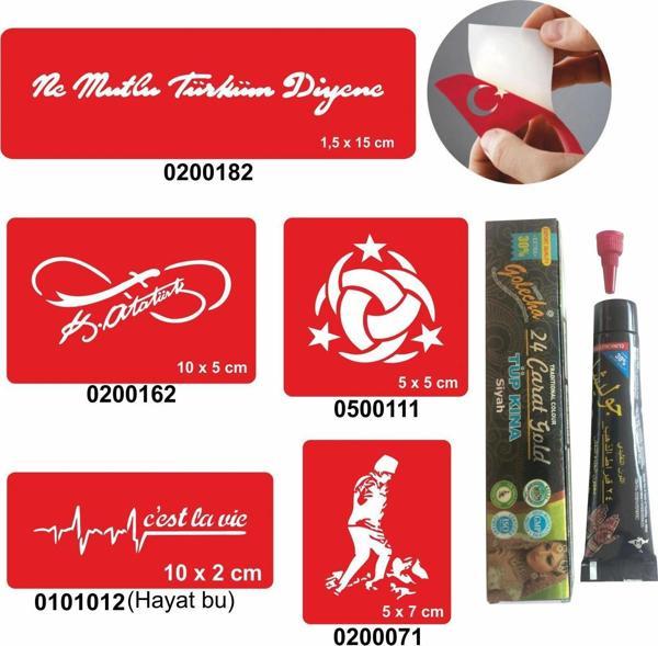 Atatürk Desenleri Hint Kınası ile Geçici Dövme Yapma Seti - Image 1