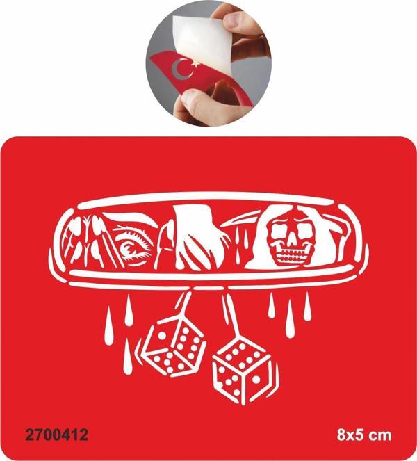 Dikiz Aynası Azrail Zar  Tattoo Geçici Dövme Şablonları Kına Kalıpları - Image 1