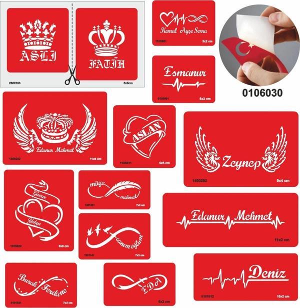 Özel İsim ve Yazı Yazma Dövme Şablonu Sadece Desen - Image 1