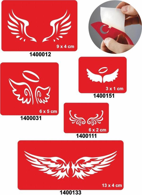 Özgür Kanatlar 5'li Set Geçici Dövme Kına Şablonu - Image 1