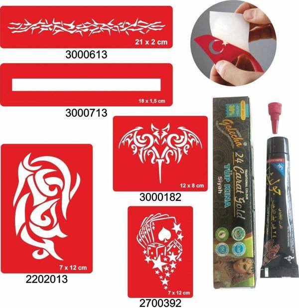 Tribal Zincir Desenleri Hint Kınası ile Geçici Dövme Yapma Seti - Image 1