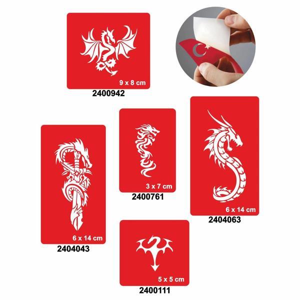 Dragonlar 5'li Set Geçici Dövme Kına Şablonu - Image 1