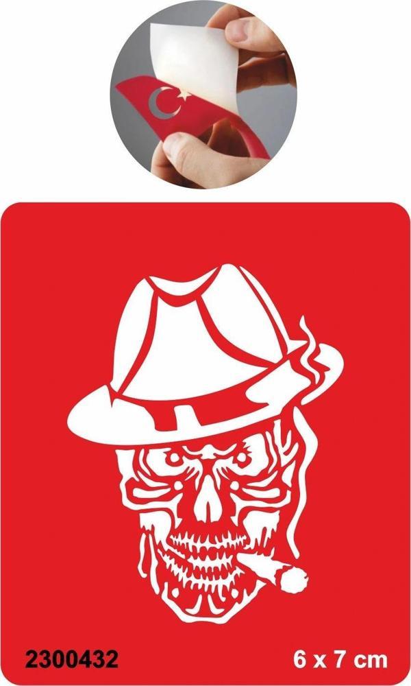 Dumanlı Kafa İskelet Tattoo Geçici Dövme Şablonları Kına Kalıpları - Image 1