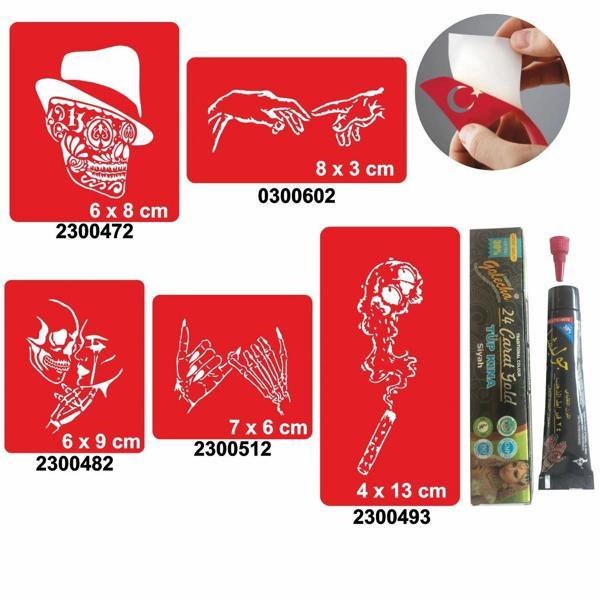 Dumanlı Kurukafa Hint Kınası ile Geçici Dövme Yapma Seti - Image 1