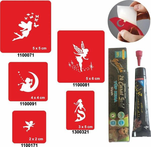 Peri Kızı Desenleri Kına ile Geçici Dövme Yapma Seti - Image 1