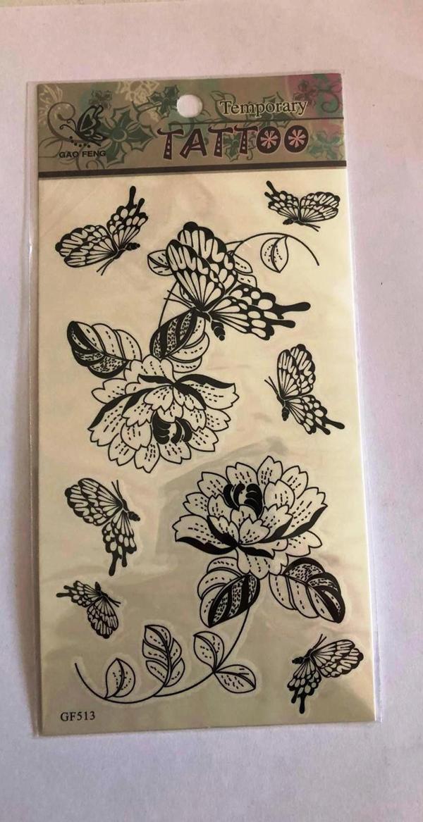 Kelebek ve Gül Yapıştırma Sticker Dövme Geçici Dövme Temporary Tattoos - Image 1