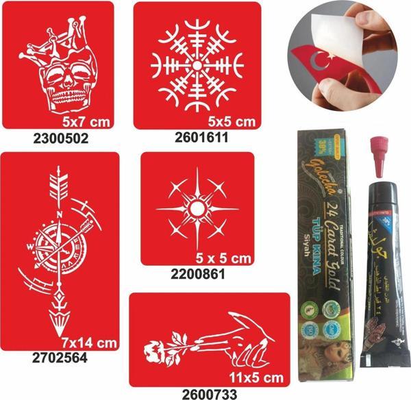 Pusula Gül Desenleri Hint Kınası ile Geçici Dövme Yapma Seti - Image 1