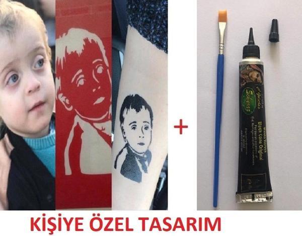 Resimden Geçici Dövme Yapma Seti Kına ve fırça Hediyeli - Image 1