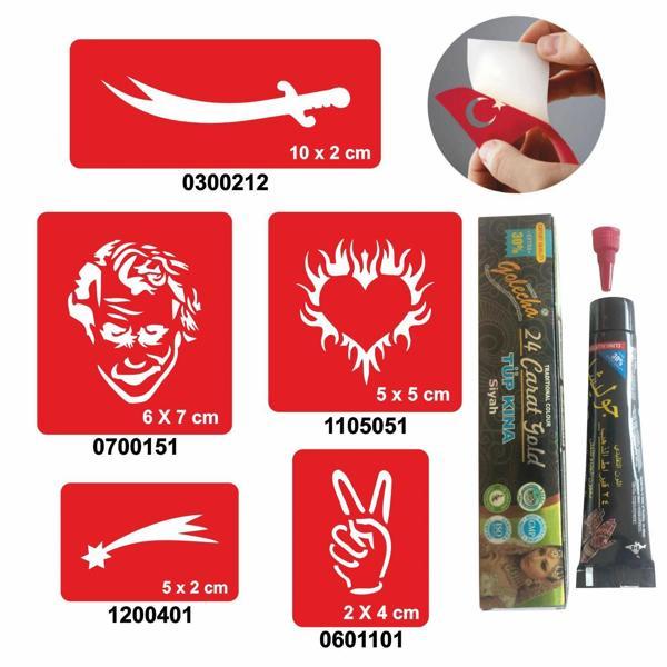 Kılıç Joker desenleri Hint Kınası ile Geçici Dövme Yapma Seti - Image 1