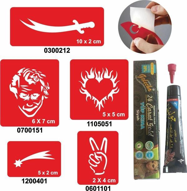 Kılıç Joker desenleri Hint Kınası ile Geçici Dövme Yapma Seti - Image 1
