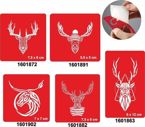 Geyik Desenleri 5'li Set Geçici Dövme Kına Şablonu - Image 1