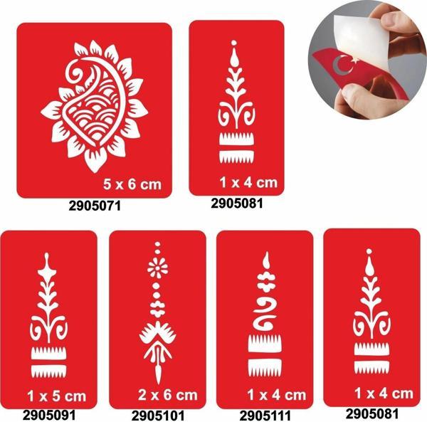 Buta 5'li Set Geçici Dövme Kına Şablonu - Image 1