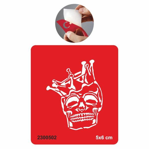Kral Kuru Kafa İskelet Tattoo Geçici Dövme Şablonları Kına Kalıpları - Image 1