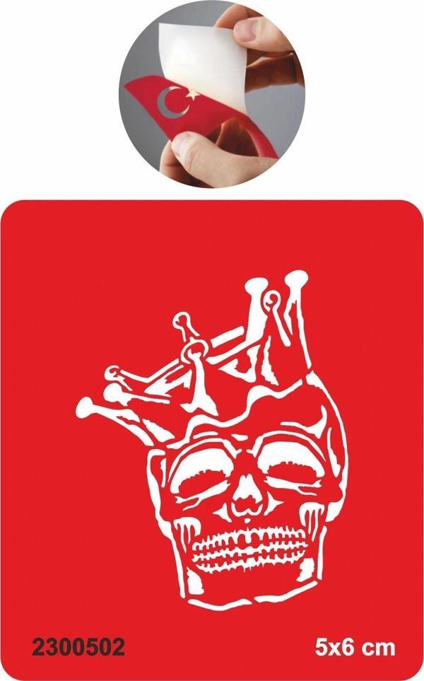 Kral Kuru Kafa İskelet Tattoo Geçici Dövme Şablonları Kına Kalıpları - Image 1