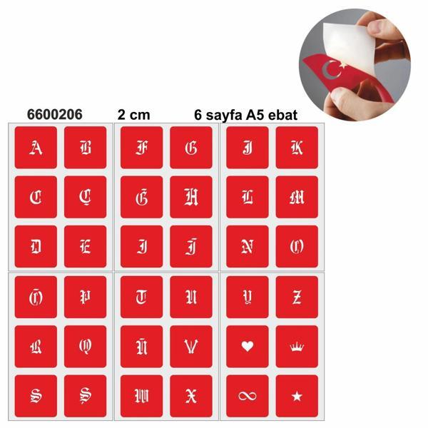 Büyük Boy Gotik Font Harf 5'li Set Geçici Dövme Kına Şablonu - Image 1