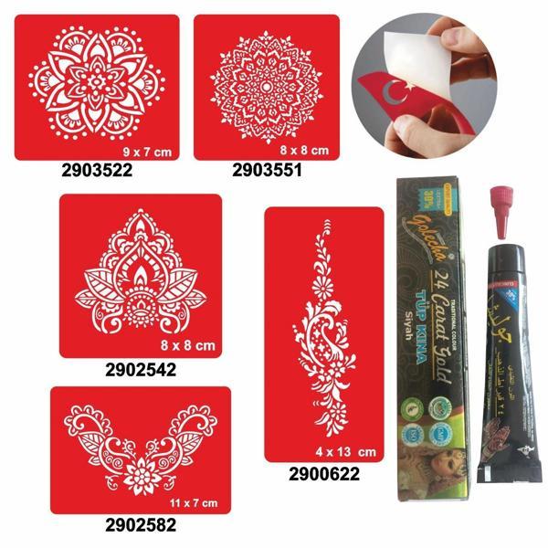 Büyük Mandala Desenleri Hint Kınası ile Geçici Dövme Yapma Seti - Image 1