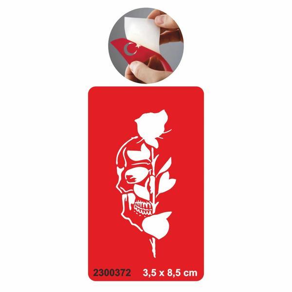Gizemli Ölüm Kuru Kafa Gül Tattoo Geçici Dövme Şablonları Kına Kalıpları - Image 1