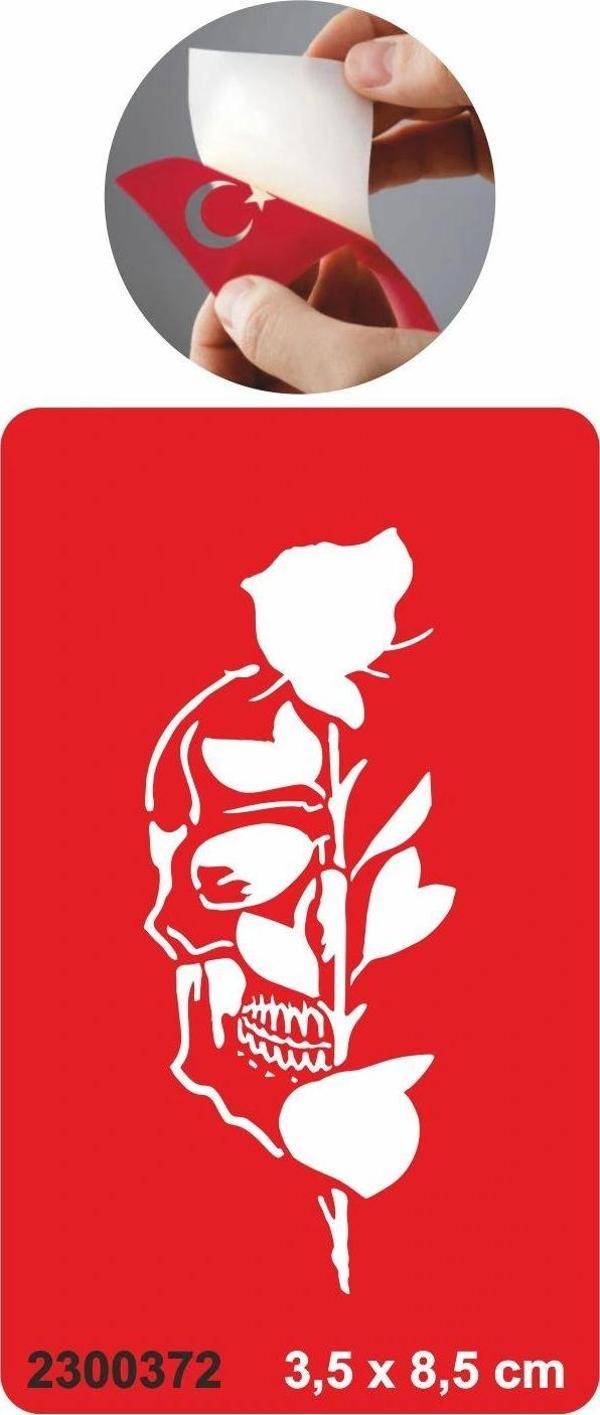 Gizemli Ölüm Kuru Kafa Gül Tattoo Geçici Dövme Şablonları Kına Kalıpları - Image 1