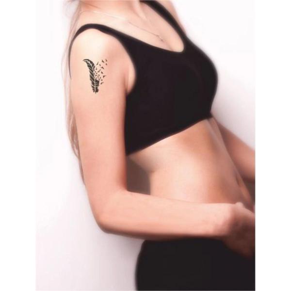 Kuş Tüyü-2 Tattoo Geçici Dövme Şablonları Kına Kalıpları - Image 1