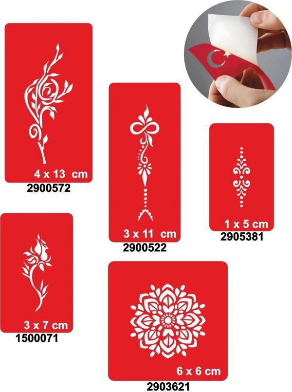 Çiçek Sepeti 5'li Set Dövme Kına Şablonu - Image 1