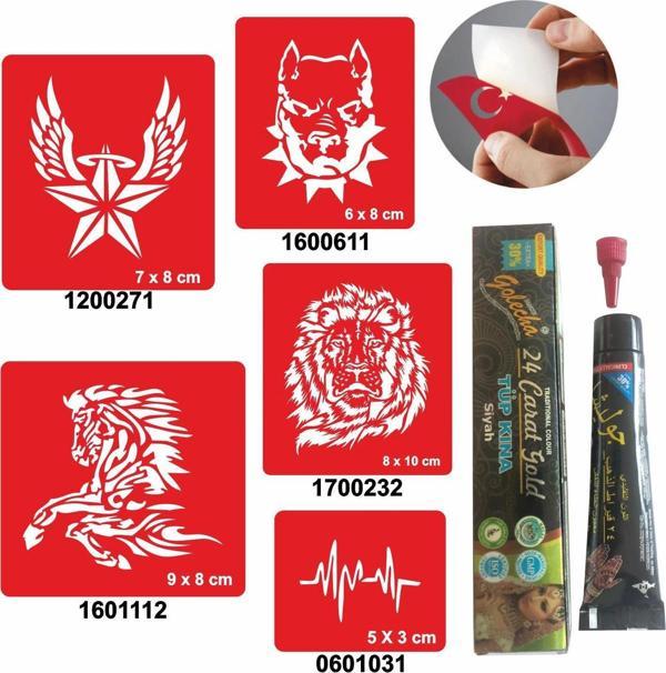 Vahşi Hayvan Desenleri Hint Kınası ile Geçici Dövme Yapma Seti - Image 1