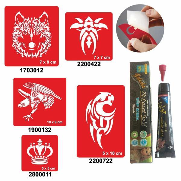 Vahşi Tribal Desenleri Hint Kınası ile Geçici Dövme Yapma Seti - Image 1