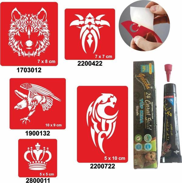 Vahşi Tribal Desenleri Hint Kınası ile Geçici Dövme Yapma Seti - Image 1