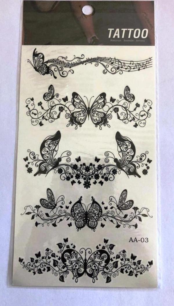 Çiçekli Kelebekler Yapıştırma Sticker Dövme Geçici Dövme Temporary Tattoos - Image 1