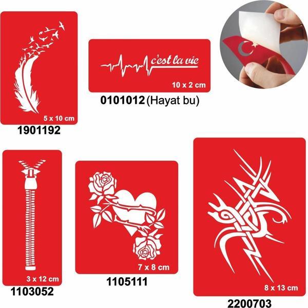 Yara Faça İzi Kapatma Dövme Şablonu Seti Kalp Fermuar - Image 1